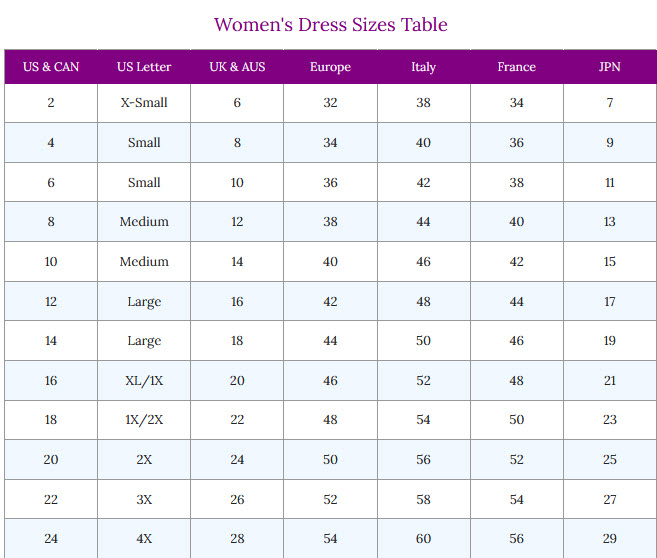 Australian standard clothing sizes best sale
